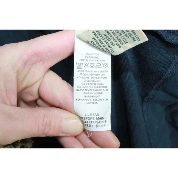 LL Bean Navy Blue Cotton Blend Robe Long Full Zip Size L Pet - Picture 9 of 12
